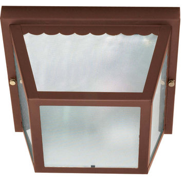 Nuvo 2-Light 10" Carport Flush W/ Textured Frosted Glass In Old Bronze Finish