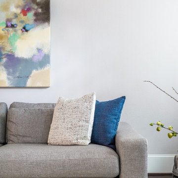 Living Room Navy and Chrome Accents