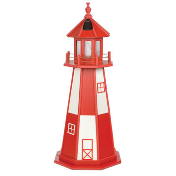Cape Henry Hybrid Lighthouse, Cardinal Red & White, 3 Foot, Solar, No Base