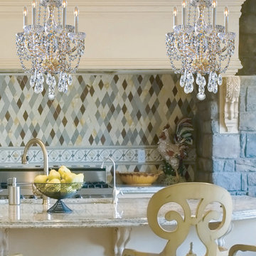 5-Light 14" Polished Brass Mini Chandelier with H