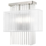 Livex Lighting - Contemporary Brushed Nickel ADA Wall Sconce - Dazzle contemporary decor schemes with the upscale feel of this elegant wall sconce. The Alexis fills a bling quotient with beautiful grade-A K9 crystal rods that cascades from a brushed nickel base with a hand crafted translucent shade.