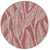 Unique Loom Rust Red Leaf Outdoor 4' Round Rug