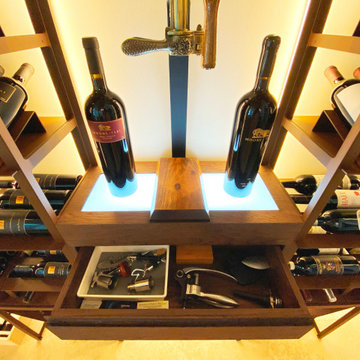 Transitional Rust Metal Wine Room