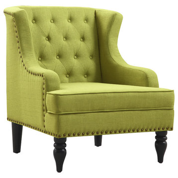 Jewel Wingback Chair, Green