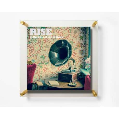15"x15" Double Panel Acrylic Wall Frame For 12"x12" Art, Gold Hardware