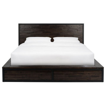 Maxwell Storage Platform King Bed, Chocolate Brown/Black