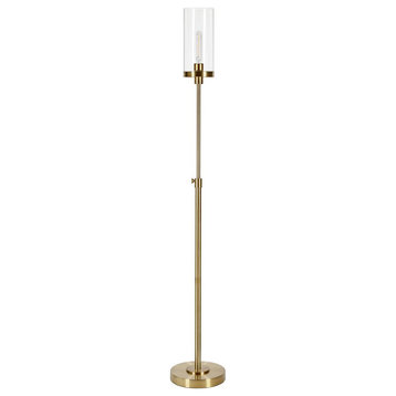 Frieda 66 Tall Floor Lamp with Glass Shade in Brass/Clear