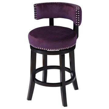 Mossoro Velvet Swivel Counter Chair, Plum Wine