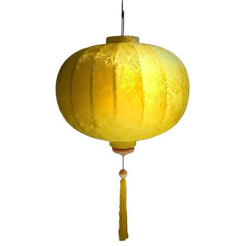 Vietnamese Ball Silk Lantern, Yellow, 30", No Lighting Kit