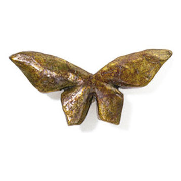 Knob 3.38"x1.5", Satin Stainless Novelty Bronze Butterfly Knob
