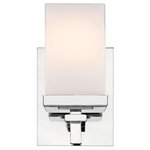 Golden Lighting - Golden Lighting Maddox 1 Light Bath Vanity, Chrome - This clean modern design is suitable for transitional to contemporary homes. The polished Chrome finish and Square Opal Glass shades continue the elegant look. The fixture is UL/cUL approved to be used in damp locations and may be used in a hallway, bathroom or entry. The fixture may be mounted facing up or down to suit your tastes.