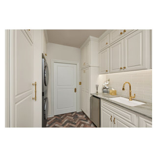 View of French Country Laundry Room Makeover - The Crowned Goat