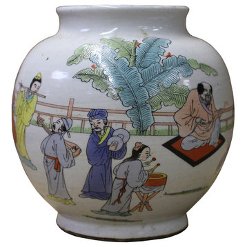 Chinese Oriental Scenery Print Graphic Ceramic Vase cs2205