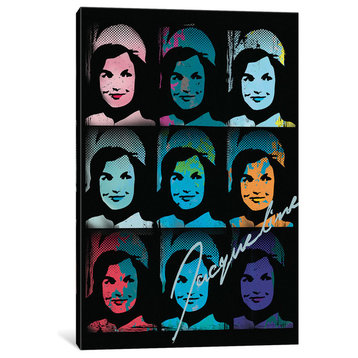 "Jacqueline Kennedy Onassis Pop Art Collage" by Radio Days, Canvas Print, 40x26"