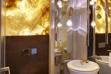 Contemporary powder room in Moscow.