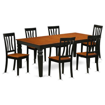 7-Piece Dining Room Set With A Table And 6 Kitchen Chairs In Black And Cherry