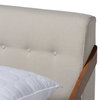 Baxton Studio Sante Mid-Century Wood and Fabric King Platform Bed - Light Beige
