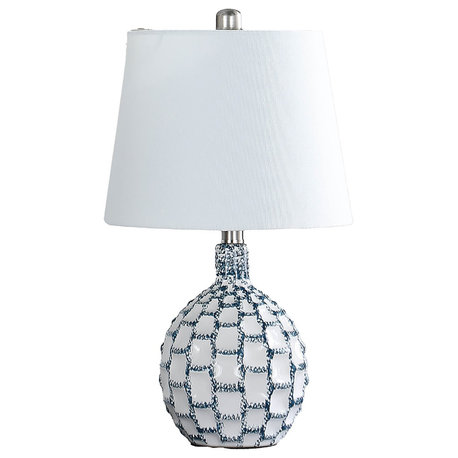 In Marin Coastal Beachside Blue Green, White Ceramic Table Lamp