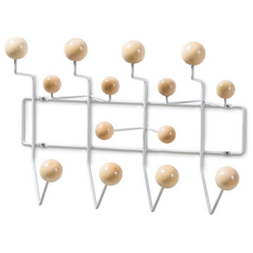 Bowery Hill Wall Mounted Coat Rack in White and Light Brown