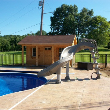 Inground pool with pool house