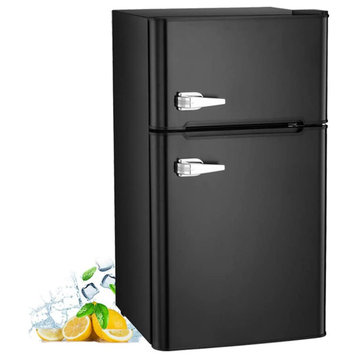 3.2 Cu.ft Compact Double Door Refrigerator and Freezer,Freestanding Mini Fridge,