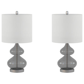 Ellipse Curved Glass Table Lamp, Set of 2, Gray