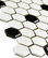 10.25"x11.75" Victorian Hex Flower Mosaic Tiles, Set of 10, White and Black, Dot