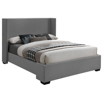 Oxford Linen Textured Fabric Upholstered Bed, Grey, Full