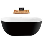 Streamline - 59" Streamline N-801-59FSBL-FM Soaking Freestanding Tub With Internal Drain - This modern Streamline 59" deep soaking bathtub was designed with sleek soft curves and a glossy black exterior finish. The tub has an internal drain and can hold up to 55gallons of water. FREE Bamboo Bathtub Caddy Included in Purchase!