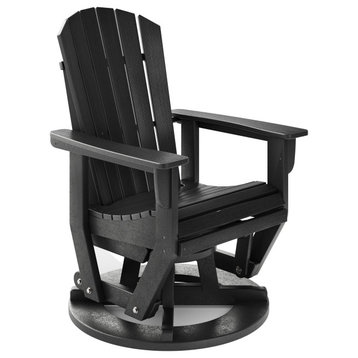Ocean View HDPE Swivel Glider Chair, Black