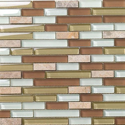 Interlocking Mosaic Tiles Stone Glass Blend Tiles Crystal Backsplash - Mosaic Tile