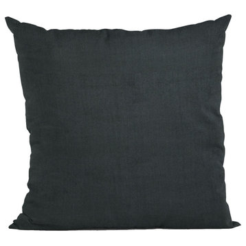 Black Solid Shiny Velvet Luxury Throw Pillow, Double sided 16"x16"