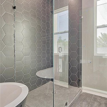 Pentagon-Patterned Tile Styles for This Bathroom Makeover in Los Angeles, CA