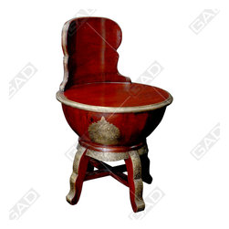 WOOD EN BRASS DINNING TABLE SET - Furniture