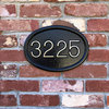Address Plaque Traditional Albert Oval Black Solid Brass 3 1/2" Times Font