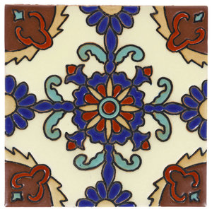 Mexican Talavera Ceramic 9 pieces 4x4 Rosario Pattern