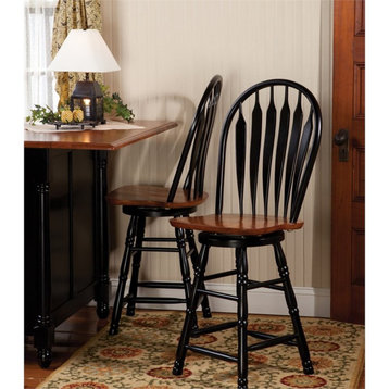 Sunset Trading 24" Swivel Barstool/Counter Stool Antique Black/Cherry Solid Wood