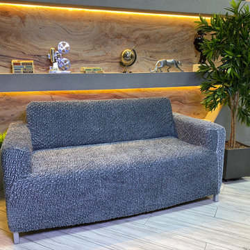 Grey Loveseat 2-Seater Slipcover | Velvet Collection | Interior design