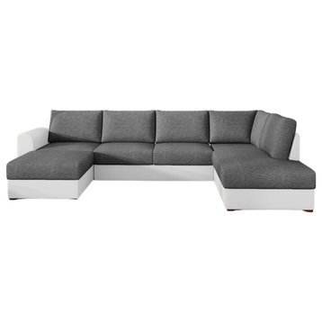 ANTONIO Sectional Sleeper Sofa, White/Grey, Left Facing