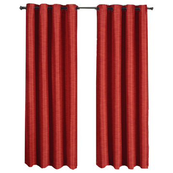 Galleria Blackout Thermal Insulated Stripe Curtain, Red, 108"x84", Set of 2