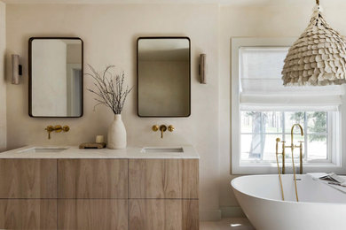 Inspiration for a coastal bathroom remodel in Boston