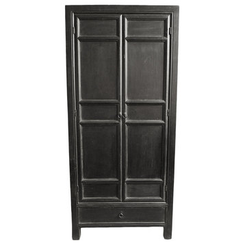Black Julan Tall Wardrobe / Bar Cabinet