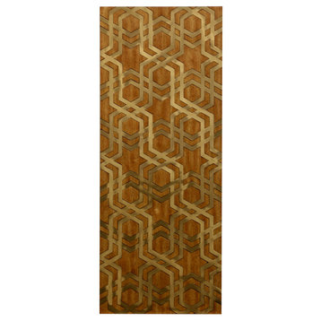 Brass Harmony | Transitional Mid-Century Wood with Metal Inlay | Ready to Hang