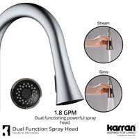 Karran 1-Handle Pull-Down Kitchen Faucet With Soap Dispenser, Stainless Steel