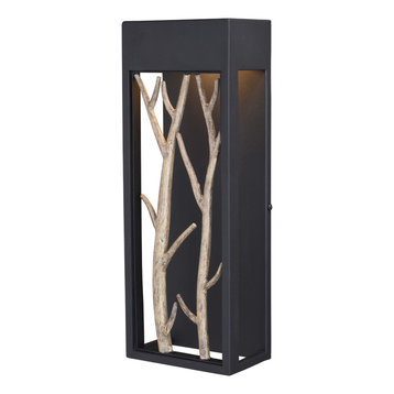 Ocala 6" Led Outdoor Wall Light Textured Black With Poplar