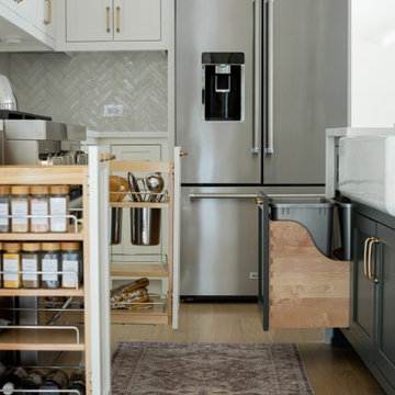 PEACHTREE CORNERS - White kitchen with Green island