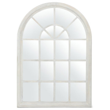 Sebastiane Traditional Arched Windowpane Mirror, White Wash