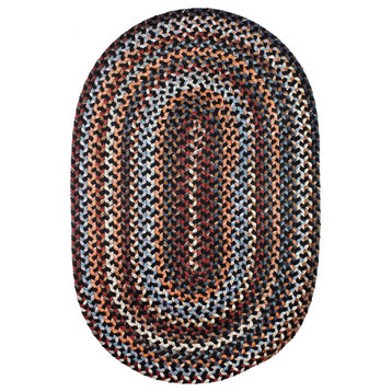 Tribeca Braided Virgin Wool Rug Black Rock 8'x11' Oval