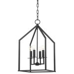 Mitzi by Hudson Valley Lighting - Lena 4-Light Small Pendant Aged Iron - Lena throws caution to the wind, ditching traditional lantern cues for hard edges and boundless views. Familiar yet new, Lena's rock n' roll frame is available in two sizes and finishes: aged iron or gold leaf.
