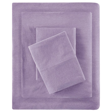 Intelligent Design Cotton Blend Jersey Knit All Season Sheet Set, Purple